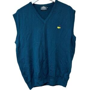 The Masters Blue Extraline Merino Wool Sweater Vest Size XL Flawed